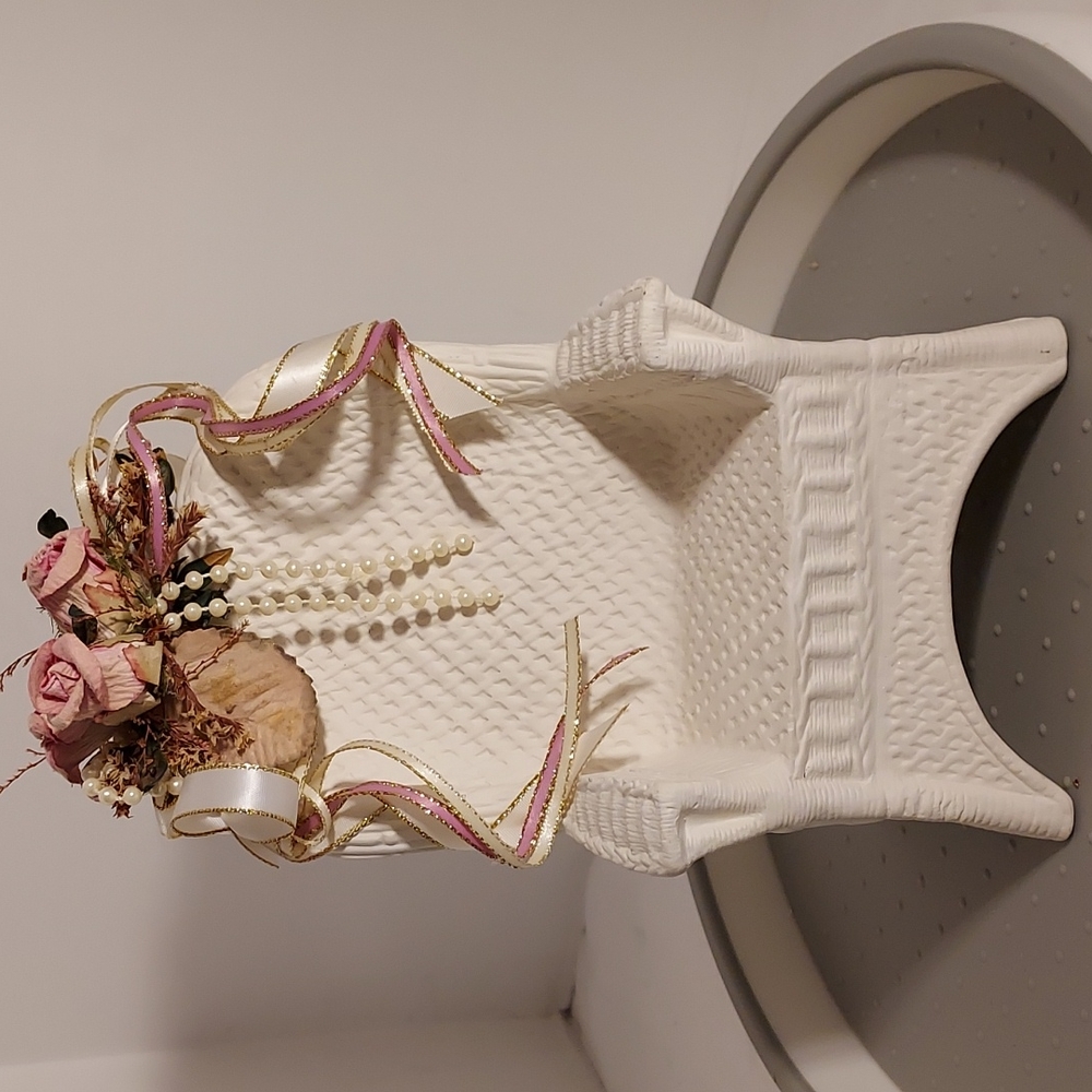 Cake Topper Chair w/ Flowers, Ribbon & Beads Shower Gift